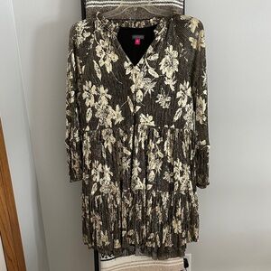 Vince Camuto Black and Cream Patterned Dress size XL